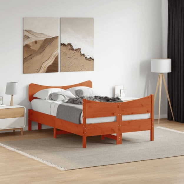 Letto senza Materasso Marrone Cera 120x190 cm in Legno di Pino