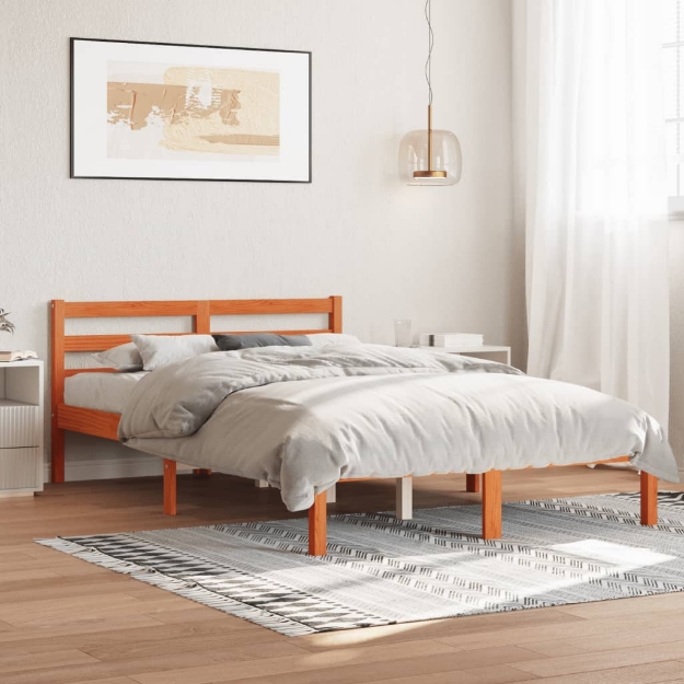 Letto senza Materasso Marrone Cera 120x200 cm in Legno di Pino