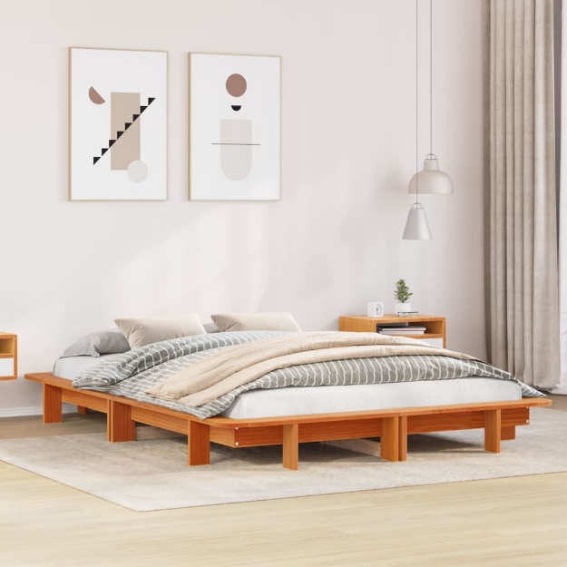 Letto senza Materasso Marrone Cera 120x200 cm in Legno di Pino