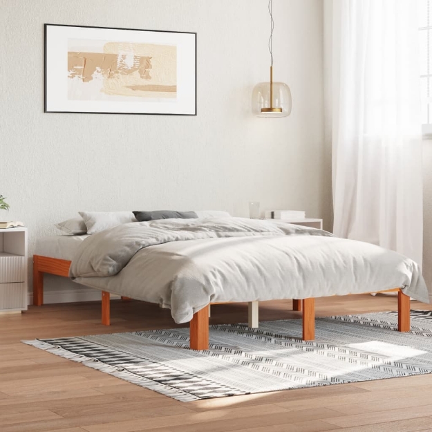 Letto senza Materasso Marrone Cera 120x200 cm in Legno di Pino