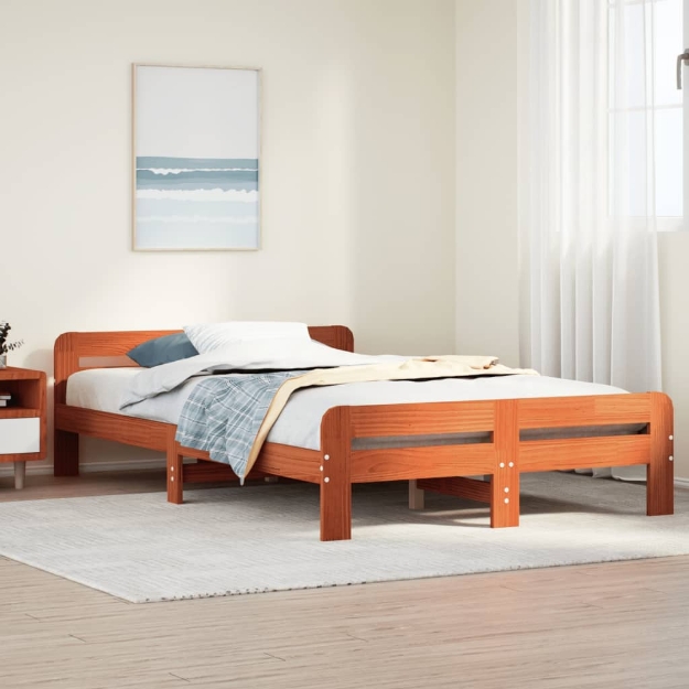 Letto senza Materasso Marrone Cera 120x200 cm in Legno di Pino