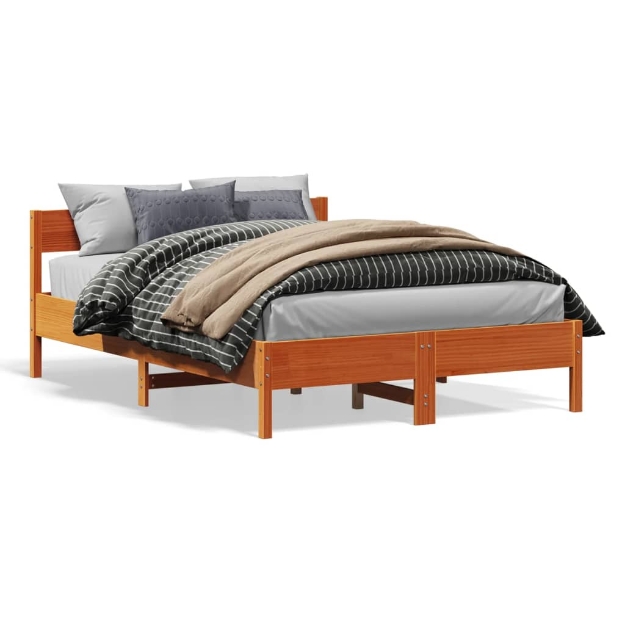 Letto senza Materasso Marrone Cera 135x190 cm in Legno di Pino