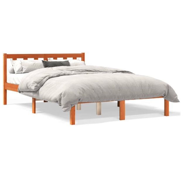 Letto senza Materasso Marrone Cera 135x190 cm in Legno di Pino