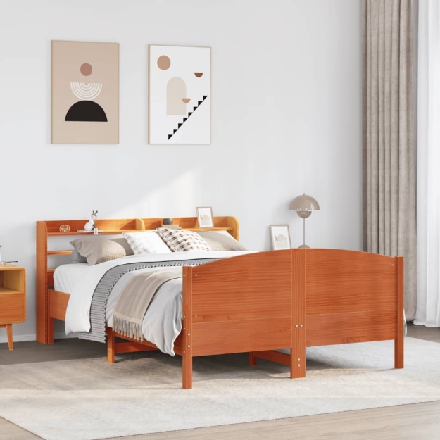 Letto senza Materasso Marrone Cera 140x190 cm in Legno di Pino