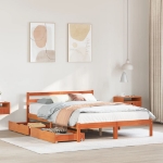 Letto senza Materasso Marrone Cera 140x190 cm in Legno di Pino