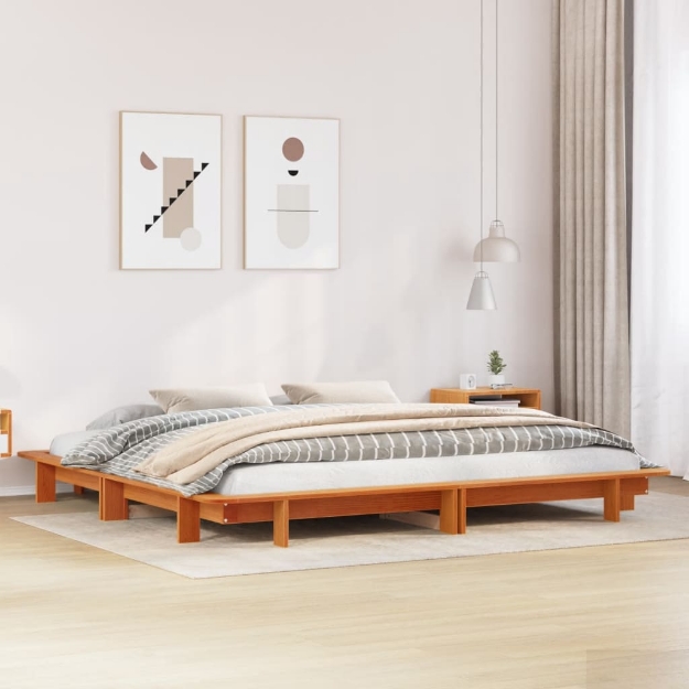 Letto senza Materasso Marrone Cera 160x200 cm in Legno di Pino