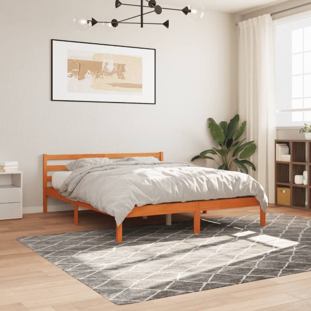 Letto senza Materasso Marrone Cera 160x200 cm in Legno di Pino