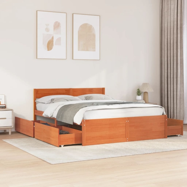 Letto senza Materasso Marrone Cera 160x200 cm in Legno di Pino