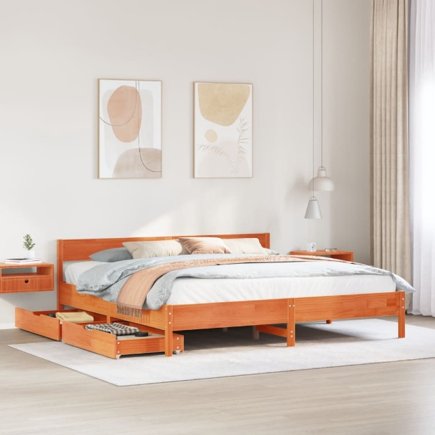 Letto senza Materasso Marrone Cera 160x200 cm in Legno di Pino