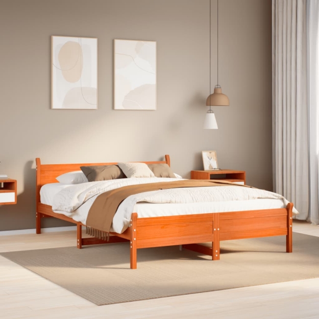 Letto senza Materasso Marrone Cera 160x200 cm in Legno di Pino