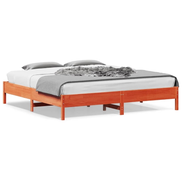 Letto senza Materasso Marrone Cera 180x200 cm in Legno di Pino