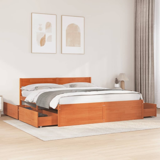 Letto senza Materasso Marrone Cera 180x200 cm in Legno di Pino