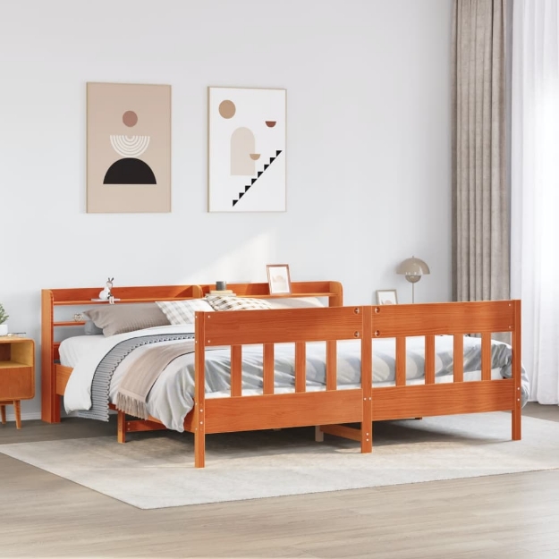 Letto senza Materasso Marrone Cera 180x200 cm in Legno di Pino