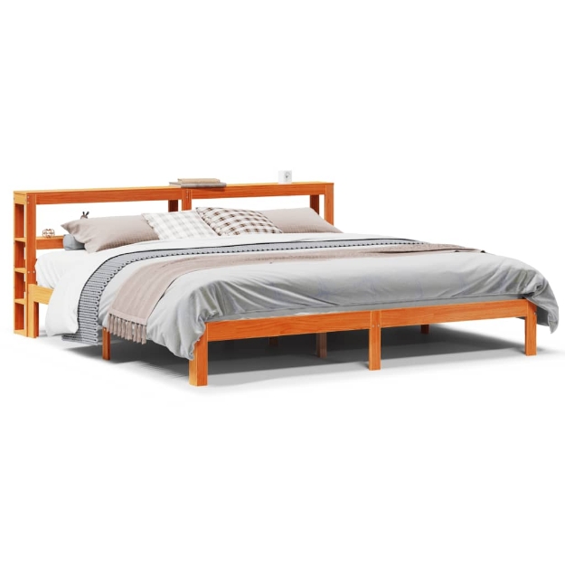 Letto senza Materasso Marrone Cera 180x200 cm in Legno di Pino