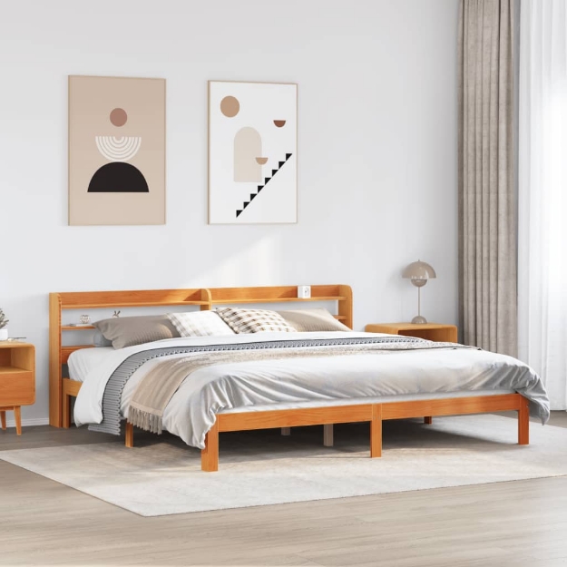 Letto senza Materasso Marrone Cera 180x200 cm in Legno di Pino