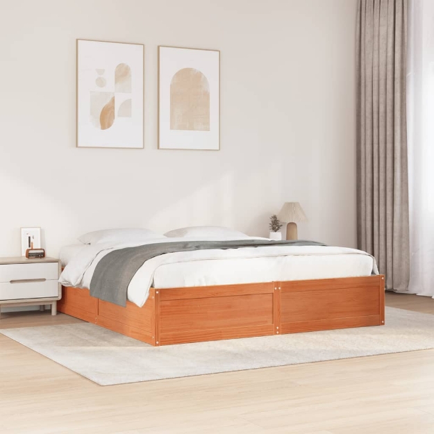 Letto senza Materasso Marrone Cera 180x200 cm in Legno di Pino