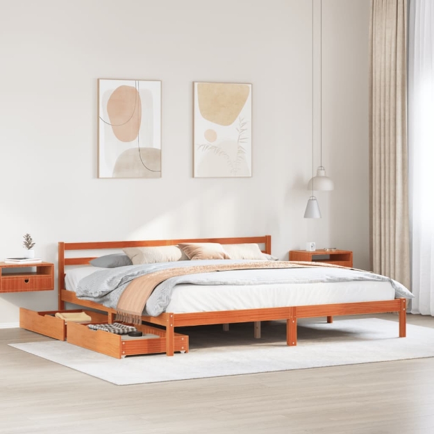 Letto senza Materasso Marrone Cera 180x200 cm in Legno di Pino