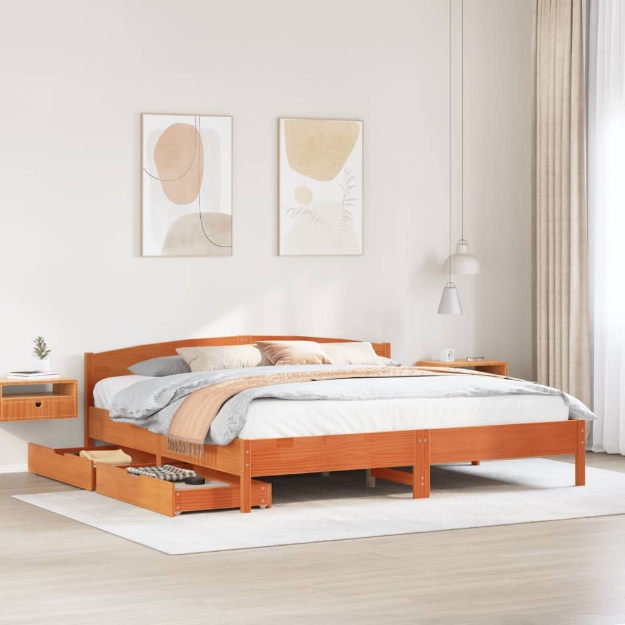 Letto senza Materasso Marrone Cera 180x200 cm in Legno di Pino