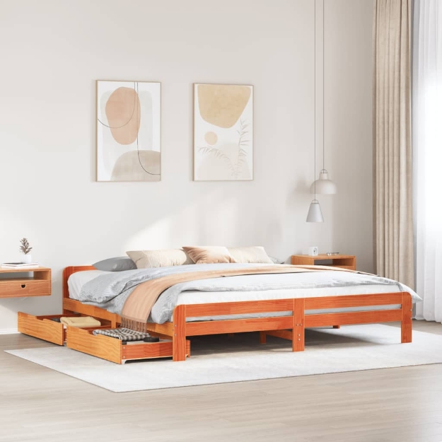 Letto senza Materasso Marrone Cera 180x200 cm in Legno di Pino