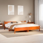 Letto senza Materasso Marrone Cera 200x200 cm in Legno di Pino