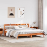 Letto senza Materasso Marrone Cera 200x200 cm in Legno di Pino