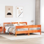 Letto senza Materasso Marrone Cera 200x200 cm in Legno di Pino