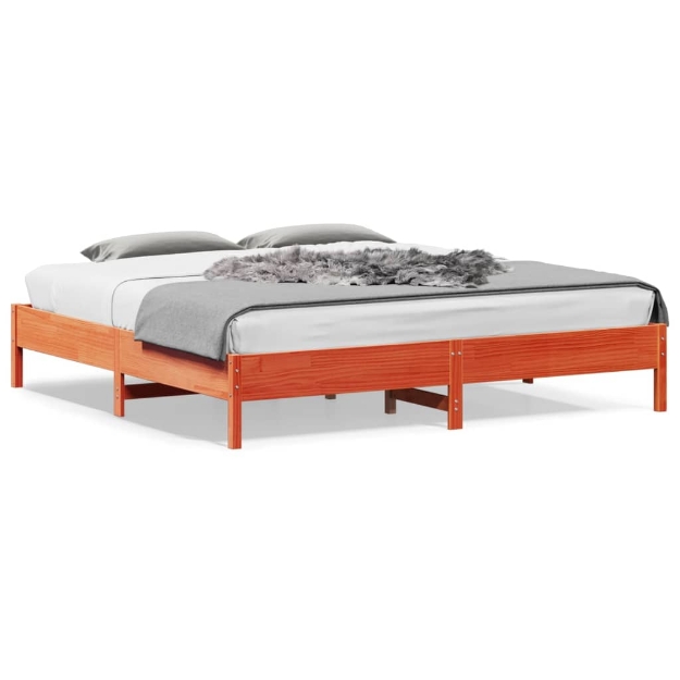 Letto senza Materasso Marrone Cera 200x200 cm in Legno di Pino