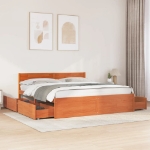 Letto senza Materasso Marrone Cera 200x200 cm in Legno di Pino