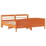 Letto senza Materasso Marrone Cera 200x200 cm in Legno di Pino