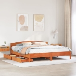 Letto senza Materasso Marrone Cera 200x200 cm in Legno di Pino