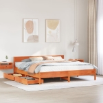 Letto senza Materasso Marrone Cera 200x200 cm in Legno di Pino