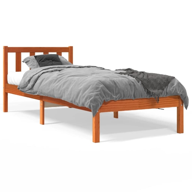 Letto senza Materasso Marrone Cera 75x190 cm in Legno di Pino