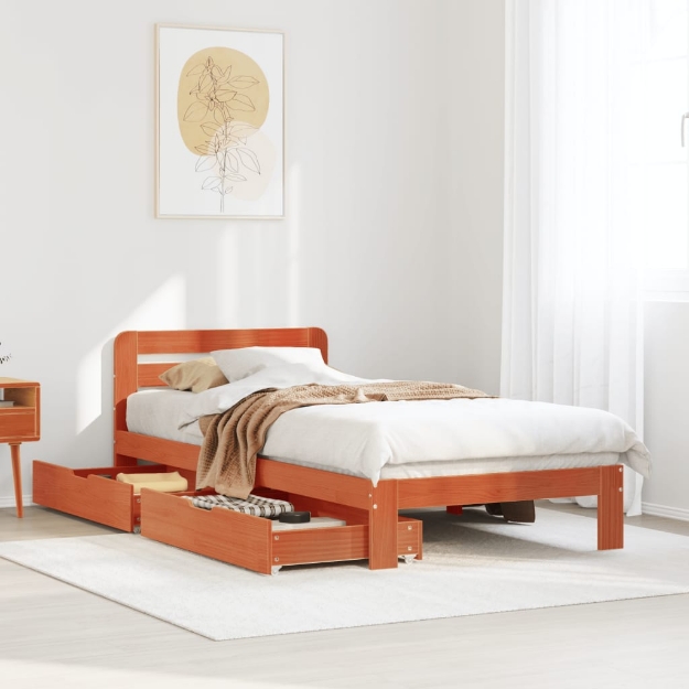 Letto senza Materasso Marrone Cera 75x190 cm in Legno di Pino