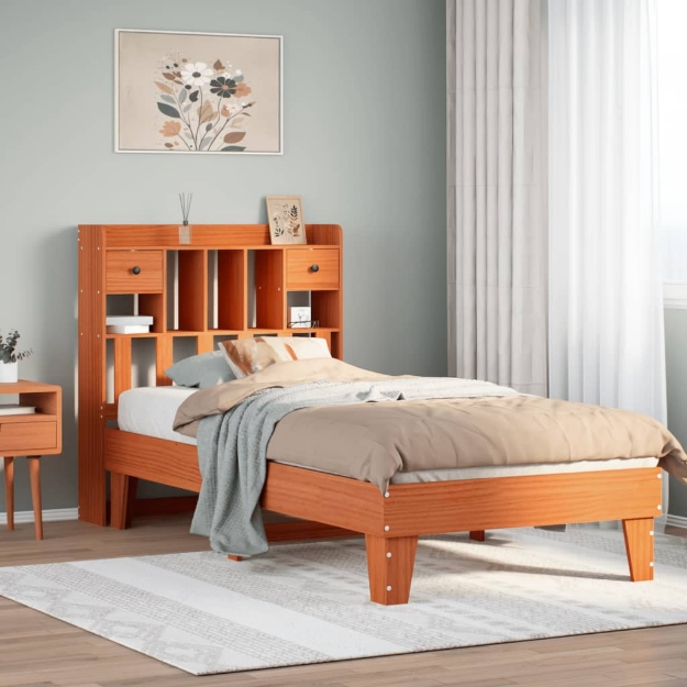 Letto senza Materasso Marrone Cera 75x190 cm in Legno di Pino