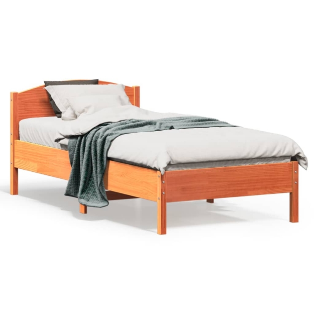 Letto senza Materasso Marrone Cera 75x190 cm in Legno di Pino