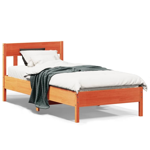 Letto senza Materasso Marrone Cera 75x190 cm in Legno di Pino