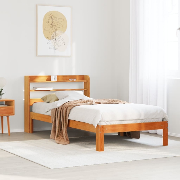 Letto senza Materasso Marrone Cera 75x190 cm in Legno di Pino