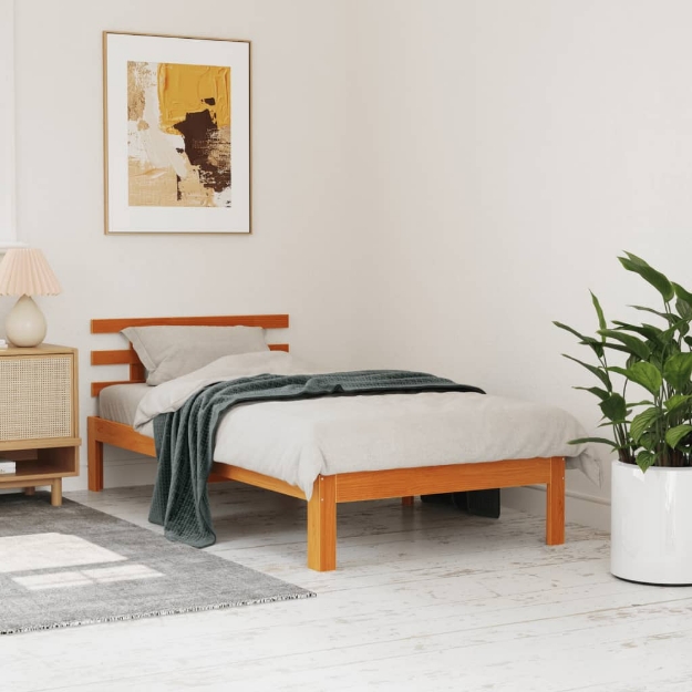 Letto senza Materasso Marrone Cera 75x190 cm in Legno di Pino