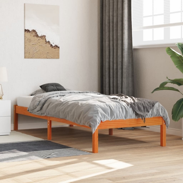 Letto senza Materasso Marrone Cera 75x190 cm in Legno di Pino