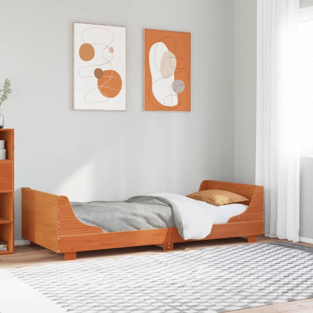 Letto senza Materasso Marrone Cera 75x190 cm in Legno di Pino