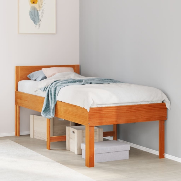 Letto senza Materasso Marrone Cera 75x190 cm in Legno di Pino