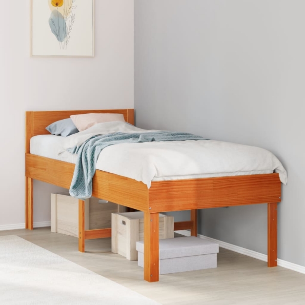 Letto senza Materasso Marrone Cera 80x200 cm Legno di Pino