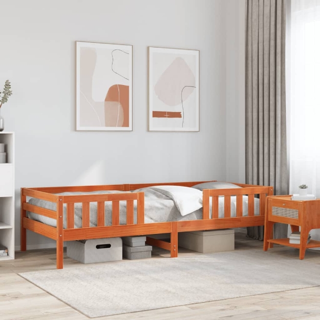 Letto senza Materasso Marrone Cera 90x190 cm in Legno di Pino