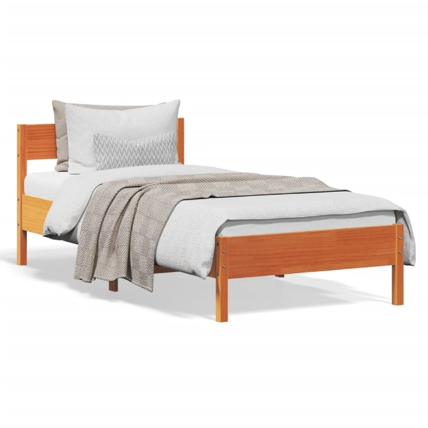 Letto senza Materasso Marrone Cera 90x190 cm in Legno di Pino