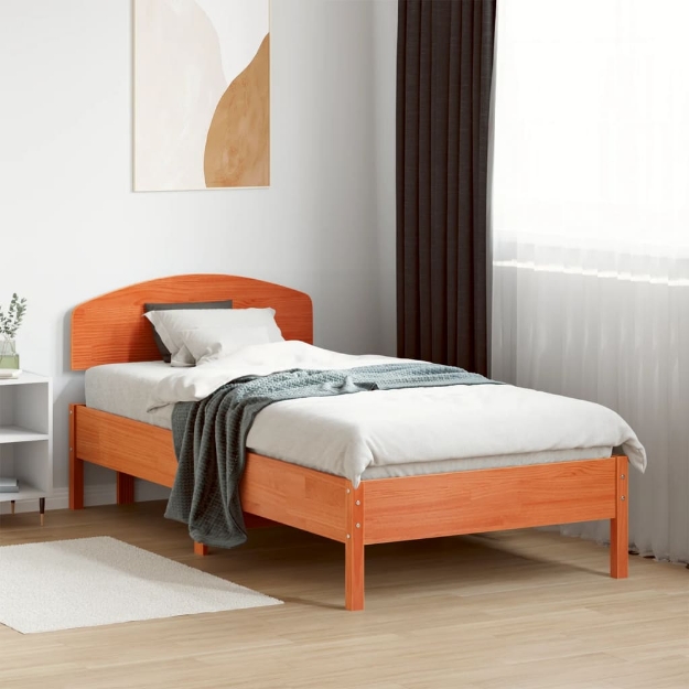 Letto senza Materasso Marrone Cera 90x190 cm in Legno di Pino