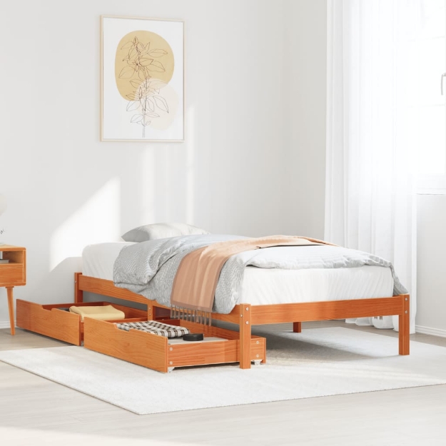 Letto senza Materasso Marrone Cera 90x190 cm in Legno di Pino