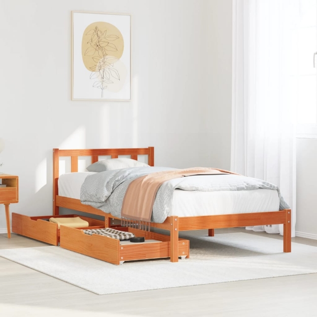 Letto senza Materasso Marrone Cera 90x200 cm Legno di Pino