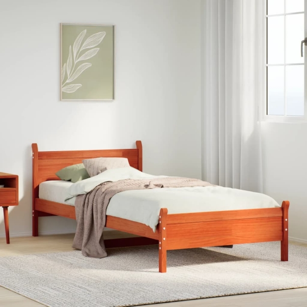 Letto senza Materasso Marrone Cera 90x200 cm Legno di Pino