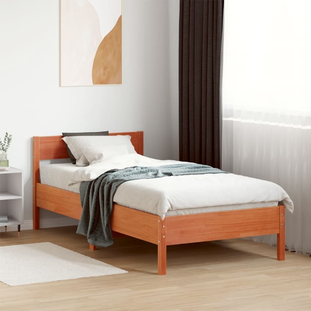 Letto senza Materasso Marrone Cera 90x200 cm Legno di Pino