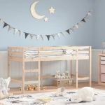 Letto Soppalco con Scala Bambini 80x200cm Massello Pino